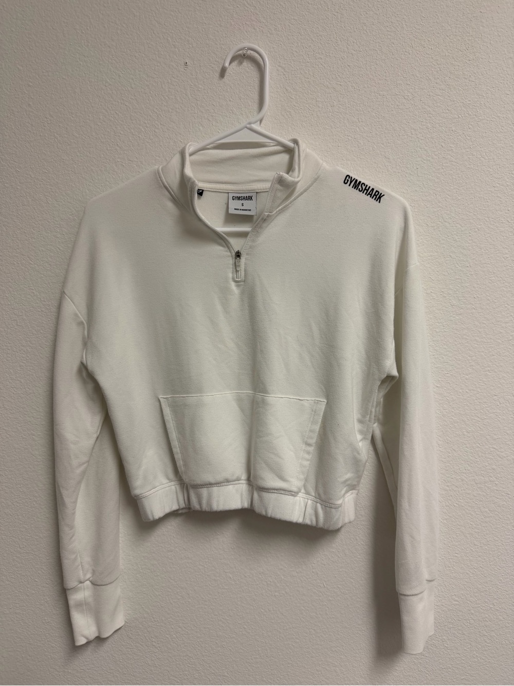 Gymshark White Cropped Quarter-Zip Sweatshirt